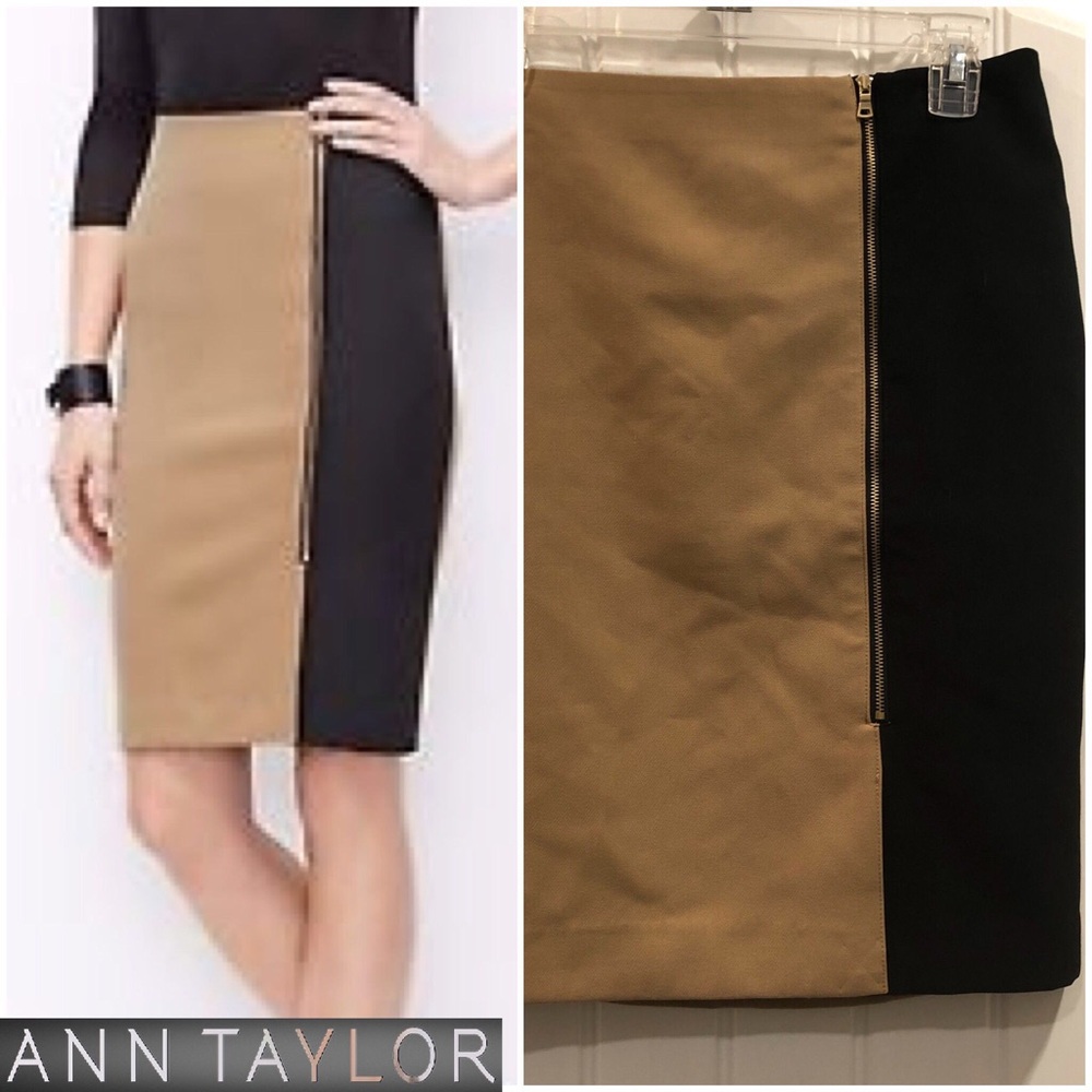 Ann Taylor Camel & Black Skirt sz 8P